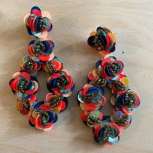 J.Crew Leather Back Sequin Petal Earrings